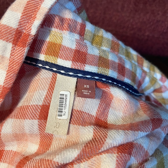 Anthropologie Plaid Wrap Dress in Pink and Yellow. XS please see photo for flaw - Picture 8 of 9